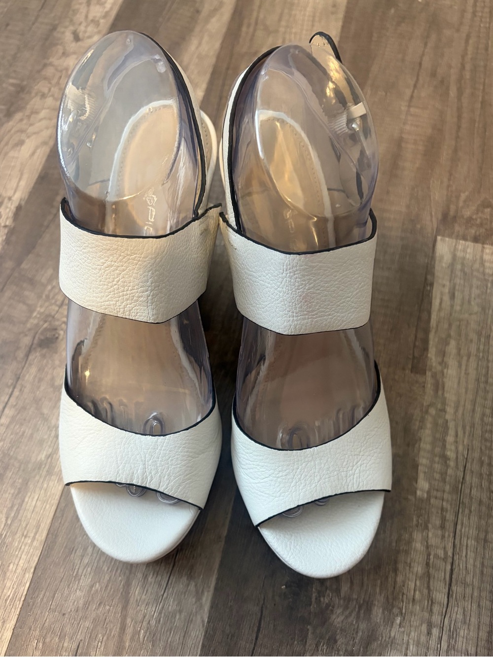 Via Spiga Orlando white leather criss-cross wedge sandals Women's